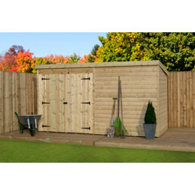 Empire 4000  Pent 10x3 pressure treated tongue and groove wooden garden shed double door left (10' x 3' / 10ft x 3ft) (10x3)