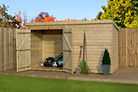 Empire 4000  Pent 10x4 pressure treated tongue and groove wooden garden shed double door left (10' x 4' / 10ft x 4ft) (10x4)