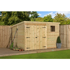 Empire 4000  Pent 10x6 dipped treated tongue and groove wooden garden shed double door left windows (10' x 6' / 10ft x 6ft) (10x6)