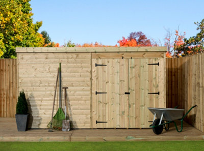 Empire 4000  Pent 10x6 pressure treated tongue and groove wooden garden shed double door right (10' x 6' / 10ft x 6ft) (10x6)