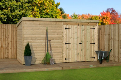 Empire 4000  Pent 10x6 pressure treated tongue and groove wooden garden shed double door right (10' x 6' / 10ft x 6ft) (10x6)