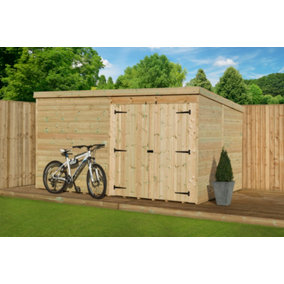 Empire 4000  Pent 10x7 pressure treated tongue and groove wooden garden shed double door right (10' x 7' / 10ft x 7ft) (10x7)