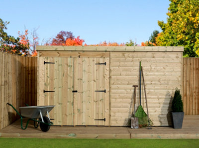 Empire 4000  Pent 10x8 pressure treated tongue and groove wooden garden shed double door left (10' x 8' / 10ft x 8ft) (10x8)