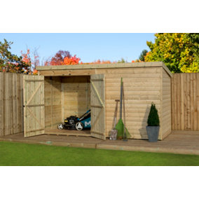 Empire 4000  Pent 12x5 pressure treated tongue and groove wooden garden shed double door left (12' x 5' / 12ft x 5ft) (12x5)