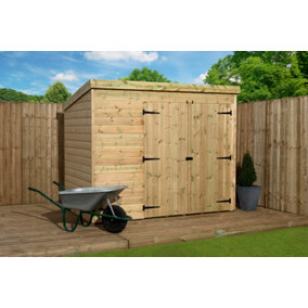 Empire 4000  Pent 7x3 pressure treated tongue and groove wooden garden shed  double door right (7' x 3' / 7ft x 3ft) (7x3)