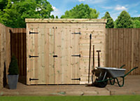 Empire 4000  Pent 7x4 pressure treated tongue and groove wooden garden shed double door left (7' x 4' / 7ft x 4ft) (7x4)