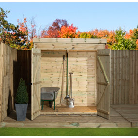 Empire 5000  Pent 6x3 pressure treated tongue and groove wooden garden shed double door centre (6' x 3' / 6ft x 3ft) (6x3)