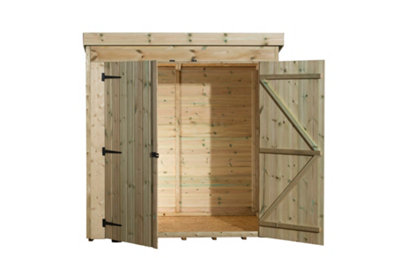 Empire 5000  Pent 6x5 pressure treated tongue and groove wooden garden shed double door centre (6' x 5' / 6ft x 5ft) (6x5)