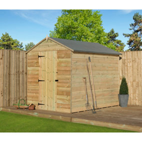 Empire 9000 Premier Apex pressure treated tongue and groove wooden garden shed 6x10 (6' x 10' / 6ft x 10ft) (6x10)