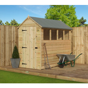 Empire 9200 Premier Apex Shed windows 4x7 pressure treated tongue and groove wooden garden shed (4' x 7' / 4ft x 7ft) (4x7)