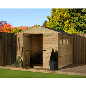 Empire 9200 Premier Apex Shed windows 8x10 pressure treated tongue and groove wooden garden shed (8' x 10' / 8ft x 10ft) (8x10)