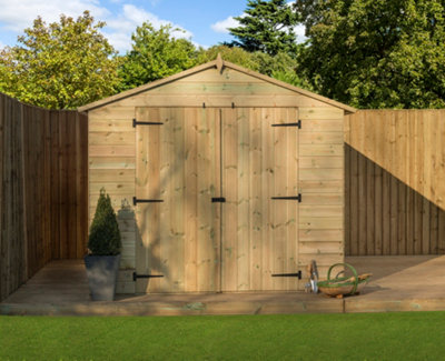 Empire 9500 8x8 Premier pressure treated tongue and groove wooden garden shed Apex Shed double door (8' x 8' / 8ft x 8ft) (8x8)