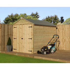Empire 9500 Premier Apex Shed double door  6x7 pressure treated tongue and groove wooden garden shed (6' x 7' / 6ft x 7ft) (6x7)