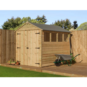 Empire 9800 Premier Apex 6x7 pressure treated tongue and groove wooden garden shed double door windows (6' x 7' / 6ft x 7ft) (6x7)