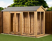 Empire Apex Summerhouse 4X10 dipped treated tongue and groove wooden garden shed double door (4' x 10' / 4ft x 10ft) (4x10)