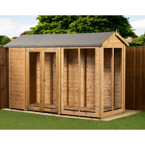 Empire Apex Summerhouse 4X10 dipped treated tongue and groove wooden garden shed double door (4' x 10' / 4ft x 10ft) (4x10)