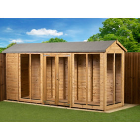 Empire Apex Summerhouse 4X14 dipped treated tongue and groove wooden garden shed double door (4' x 14' / 4ft x 14ft) (4x14)