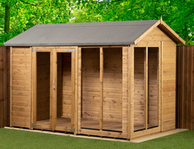 Empire Apex Summerhouse 6X10 dipped treated tongue and groove wooden garden shed double door (6' x 10' / 6ft x 10ft) (6x10)