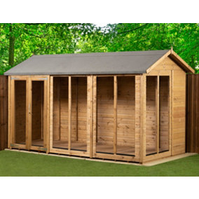 Empire Apex Summerhouse 6X12 dipped treated tongue and groove wooden garden shed double door (6' x 12' / 6ft x 12ft) (6x12)