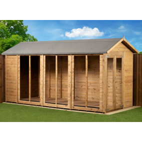 Empire Apex Summerhouse 6X14 dipped treated tongue and groove wooden garden shed double door (6' x 14' / 6ft x 14ft) (6x14)