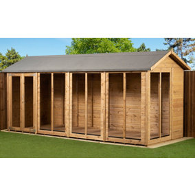 Empire Apex Summerhouse 6X16 dipped treated tongue and groove wooden garden shed double door (6' x 16' / 6ft x 16ft) (6x16)