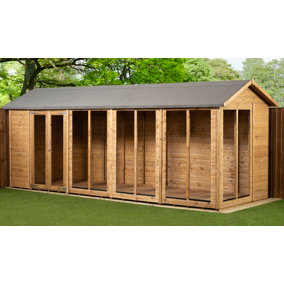 Empire Apex Summerhouse 6X18 dipped treated tongue and groove wooden garden shed double door (6' x 18' / 6ft x 18ft) (6x18)