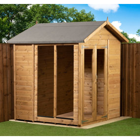 Empire Apex Summerhouse 6X6 dipped treated tongue and groove wooden garden shed double door (6' x 6' / 6ft x 6ft) (6x6)