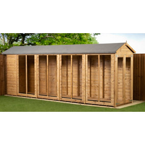 Empire Apex Summerhouse dipped treated tongue and groove wooden garden shed 4X18 Double Door (4' x 18' / 4ft x 18ft) (4x18)