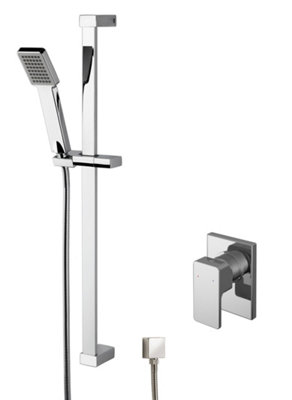 Empire Concealed Square Manual Valve & Slide Rail Kit Shower Bundle Set - Chrome - Balterley