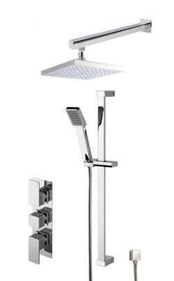 Empire Concealed Square Triple Valve Shower Set - Chrome - Balterley