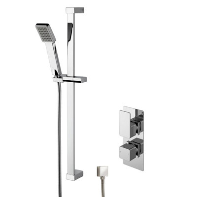 Empire Concealed Square Twin Valve & Slide Rail Kit Shower Bundle Set - Chrome - Balterley Price Comparisons | Compare The Build