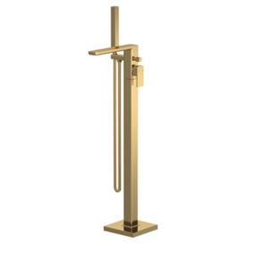 Empire Freestanding Square Bath Shower Mixer Tap - Brushed Brass