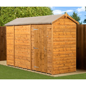Empire Modular Apex 4x10 dipped treated tongue and groove wooden garden shed single door no windows (4' x 10' / 4ft x 10ft) (4x10)
