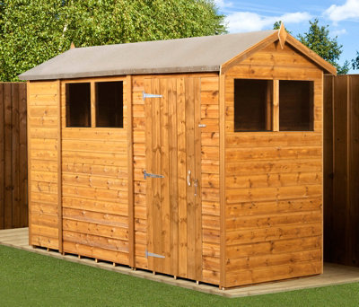 Empire Modular Apex 4x10 dipped treated tongue and groove wooden garden ...