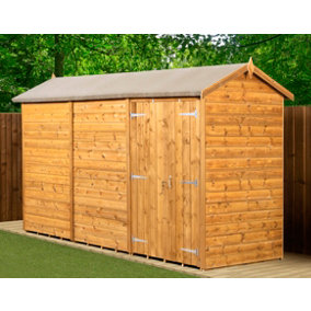 Empire Modular Apex 4x12 dipped treated tongue and groove wooden garden shed double door (4' x 12' / 4ft x 12ft) (4x12)