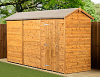 Empire Modular Apex 4x12 dipped treated tongue and groove wooden garden shed single door no windows (4' x 12' / 4ft x 12ft) (4x12)