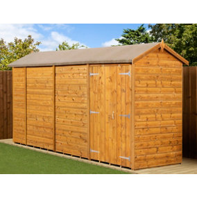 Empire Modular Apex 4x14 dipped treated tongue and groove wooden garden shed double door (4' x 14' / 4ft x 14ft) (4x14)