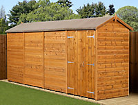 Empire Modular Apex 4x16 dipped treated tongue and groove wooden garden shed double door (4' x 16' / 4ft x 16ft) (4x16)