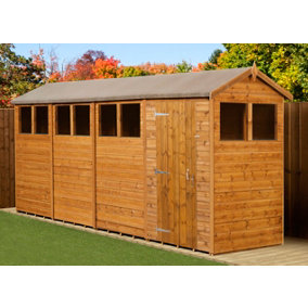 Empire Modular Apex 4x16 dipped treated tongue and groove wooden garden shed windows (4' x 16' / 4ft x 16ft) (4x16)