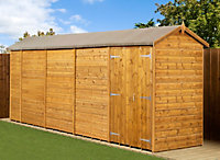 Empire Modular Apex 4x18 dipped treated tongue and groove wooden garden shed double door (4' x 18' / 4ft x 18ft) (4x18)