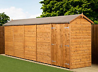 Empire Modular Apex 4x20 dipped treated tongue and groove wooden garden shed Double Door (4' x 20' / 4ft x 20ft) (4x20)