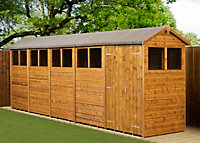Empire Modular Apex 4x20 dipped treated tongue and groove wooden garden shed double door windows (4' x 20' / 4ft x 20ft) (4x20)