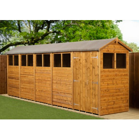 Empire Modular Apex 4x20 dipped treated tongue and groove wooden garden shed double door windows (4' x 20' / 4ft x 20ft) (4x20)