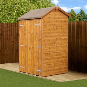 Empire Modular Apex 4x4 dipped treated tongue and groove wooden garden shed double door (4' x 4' / 4ft x 4ft) (4x4)
