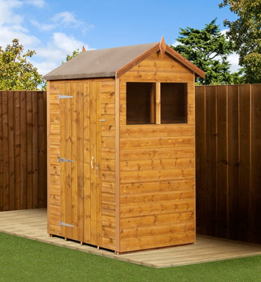 Empire Modular Apex 4x4 Windows dipped treated tongue and groove wooden garden shed  (4' x 4' / 4ft x 4ft) (4x4)