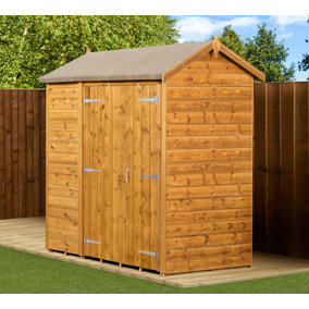 Empire Modular Apex 4x6 dipped treated tongue and groove wooden garden shed double door (4' x 6' / 4ft x 6ft) (4x6)