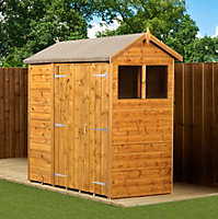 Empire Modular Apex 4x6 dipped treated tongue and groove wooden garden shed double door windows (4' x 6' / 4ft x 6ft) (4x6)