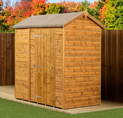 Empire Modular Apex 4x6 dipped treated tongue and groove wooden garden shed single door (4' x 6' / 4ft x 6ft) (4x6)