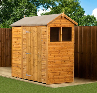 Empire Modular Apex 4x6 dipped treated tongue and groove wooden garden ...