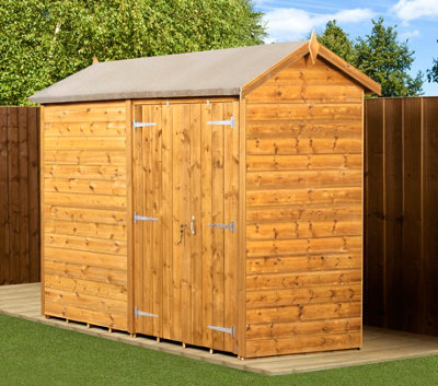 Empire Modular Apex 4x8 dipped treated tongue and groove wooden garden shed double door (4' x 8' / 4ft x 8ft) (4x8)